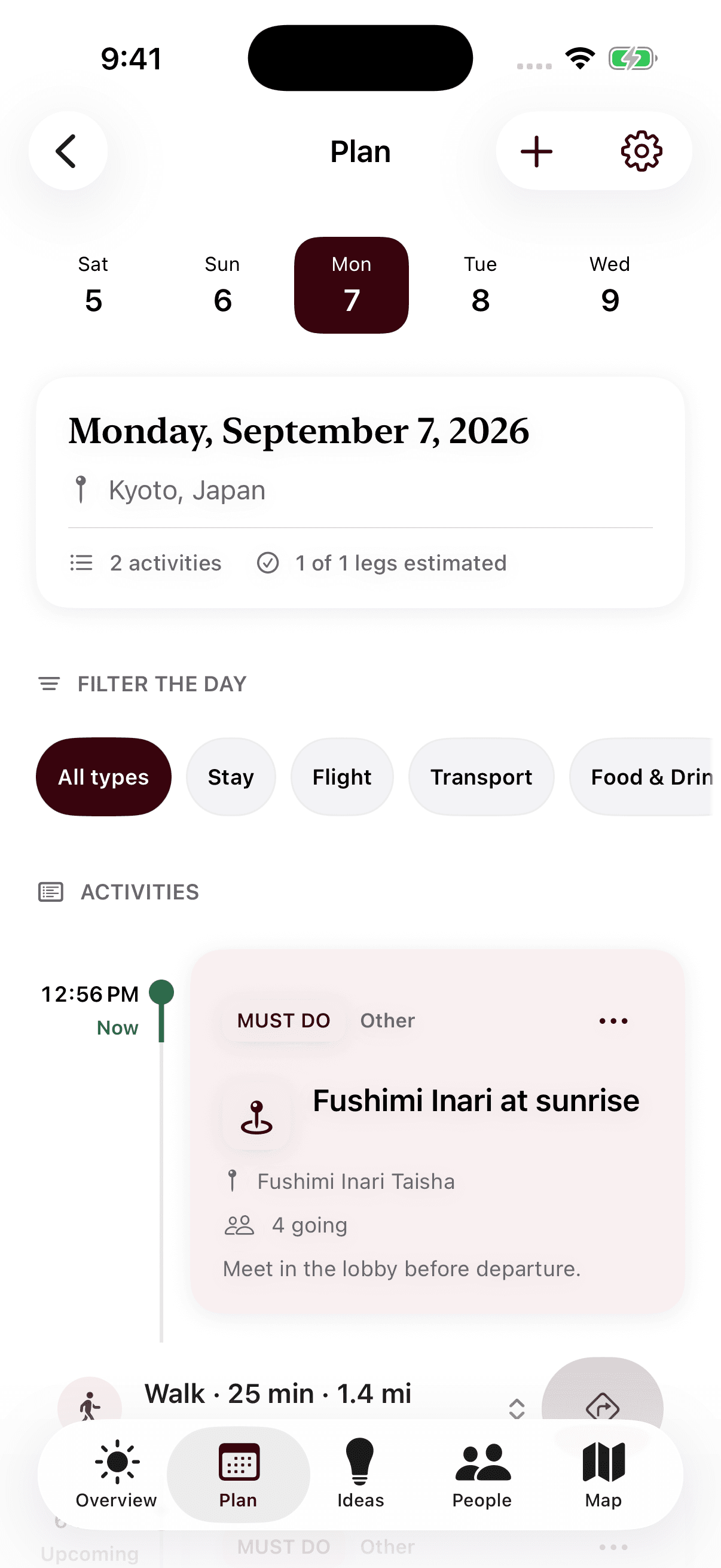 Wevro plan screen with shared trip ideas and voting
